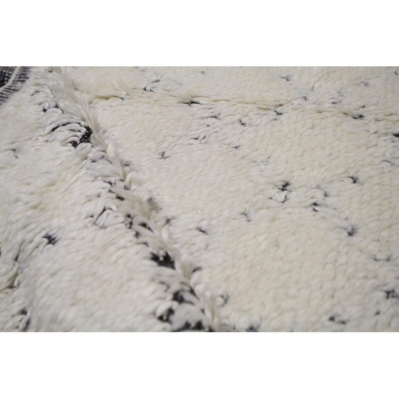 Tapis ivoire et noir noué à la main de haute qualité