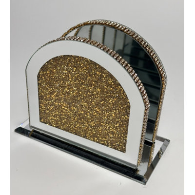Porte-serviette en verre avec incrustation de strass, L 6,61 po x l 3,01 po x H 5,35 po