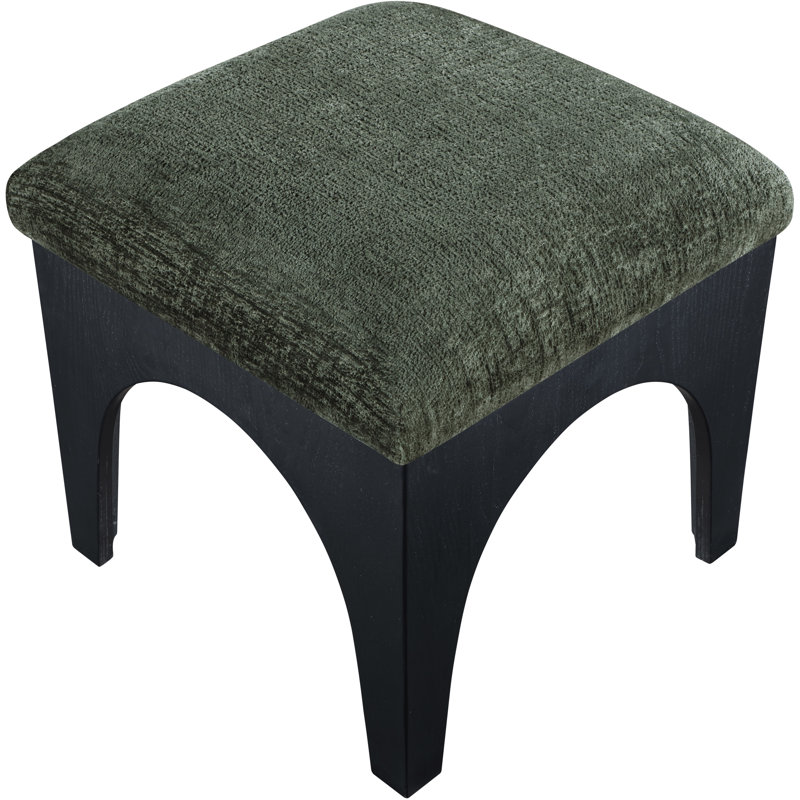 Lawson Chenille Fabric Ottoman, Green Chenille Fabric, Black