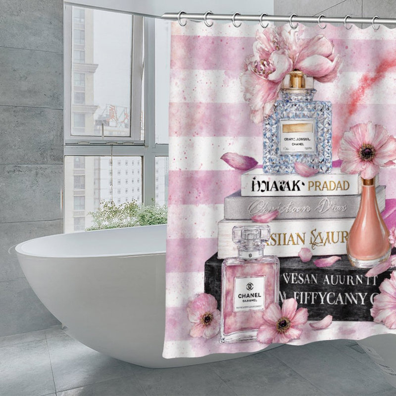 Rideaux de douche à motif floral 71 x 71
