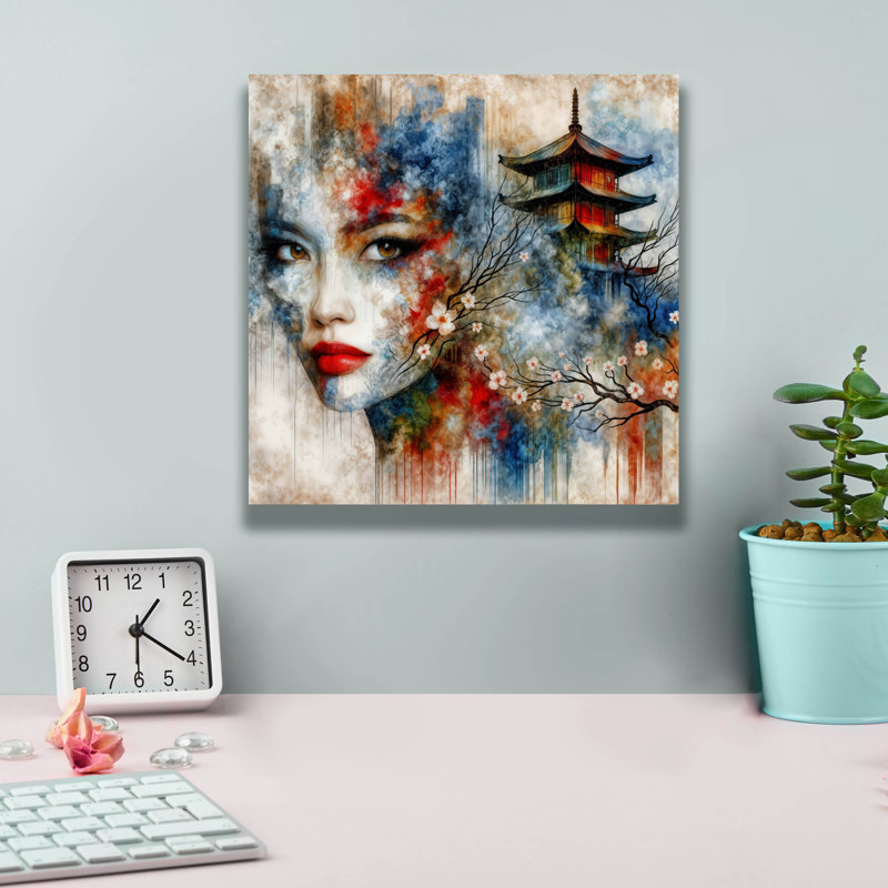  «Japon Memories» par Rey Klimt, art mural sur toile, 12 po x 12 po