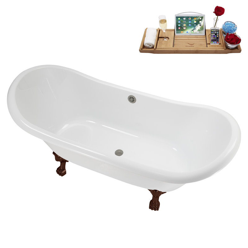71" Streamline Clawfoot Tub,Tray,Drain and Clawfeet, Oil Bronze, Brushed GunMetal