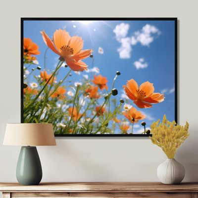 Orange Poppies Blue Summer Sky - Poppy Wall Art Living Room