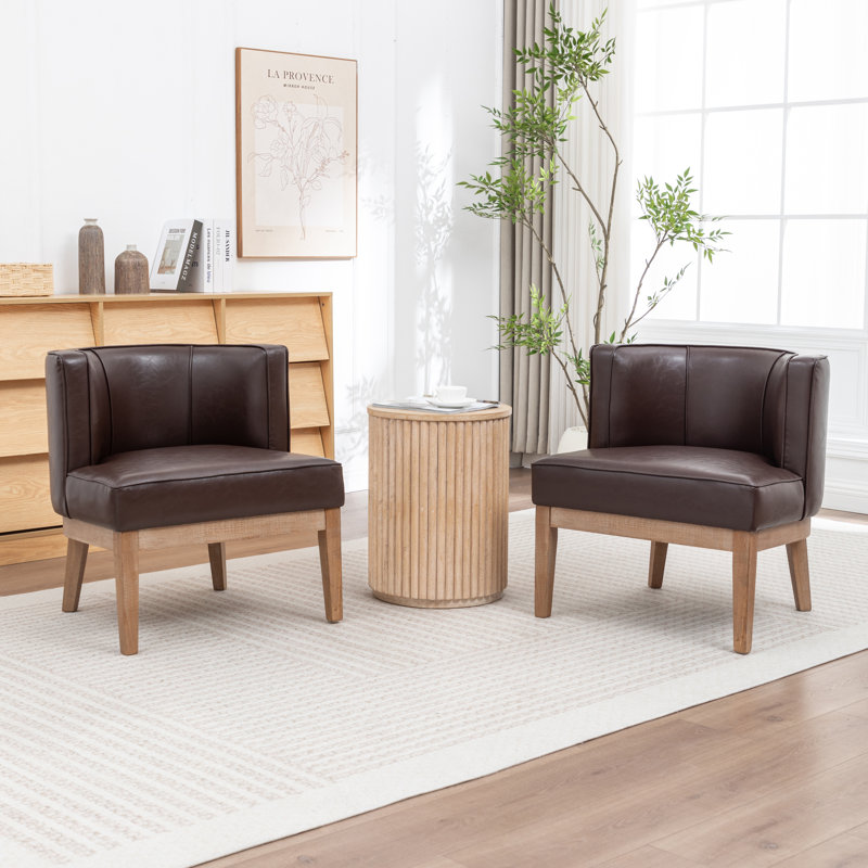 Karoll Upholstered Barrel Chair, Dark Coffee