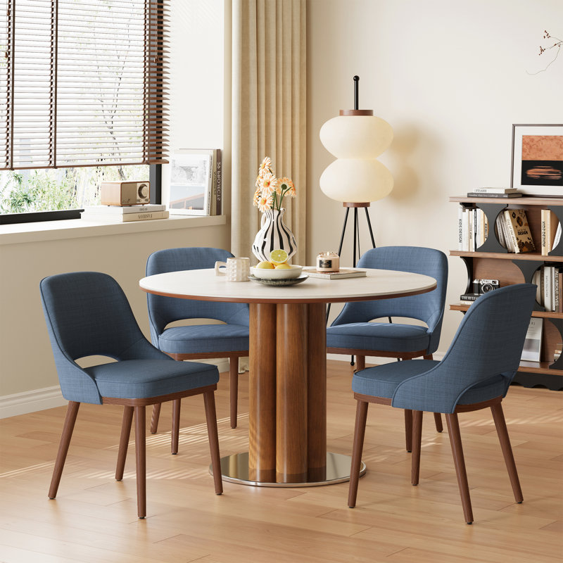 Chaises de salle à manger 19,5 po, Noyer / bleu