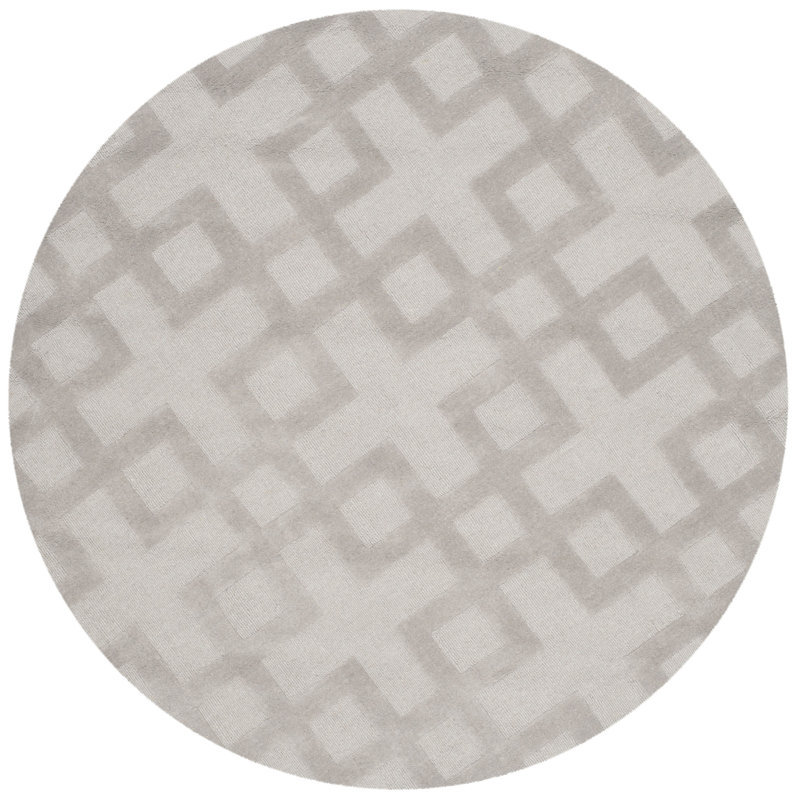 Tapis tissé à la main en laine gris Bradlee, Rond 5 pi