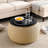 Round Storage Ottoman/End Table - Natural
