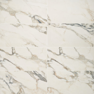 Carreau de porcelaine pour plancher et mur aspect marbre mat 11,81 po x 23,62 po Saroshi (9,68 pieds carrés / caisse)