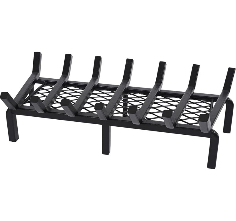Grille de foyer de 24 pouces avec support de braise, grille de foyer en fonte