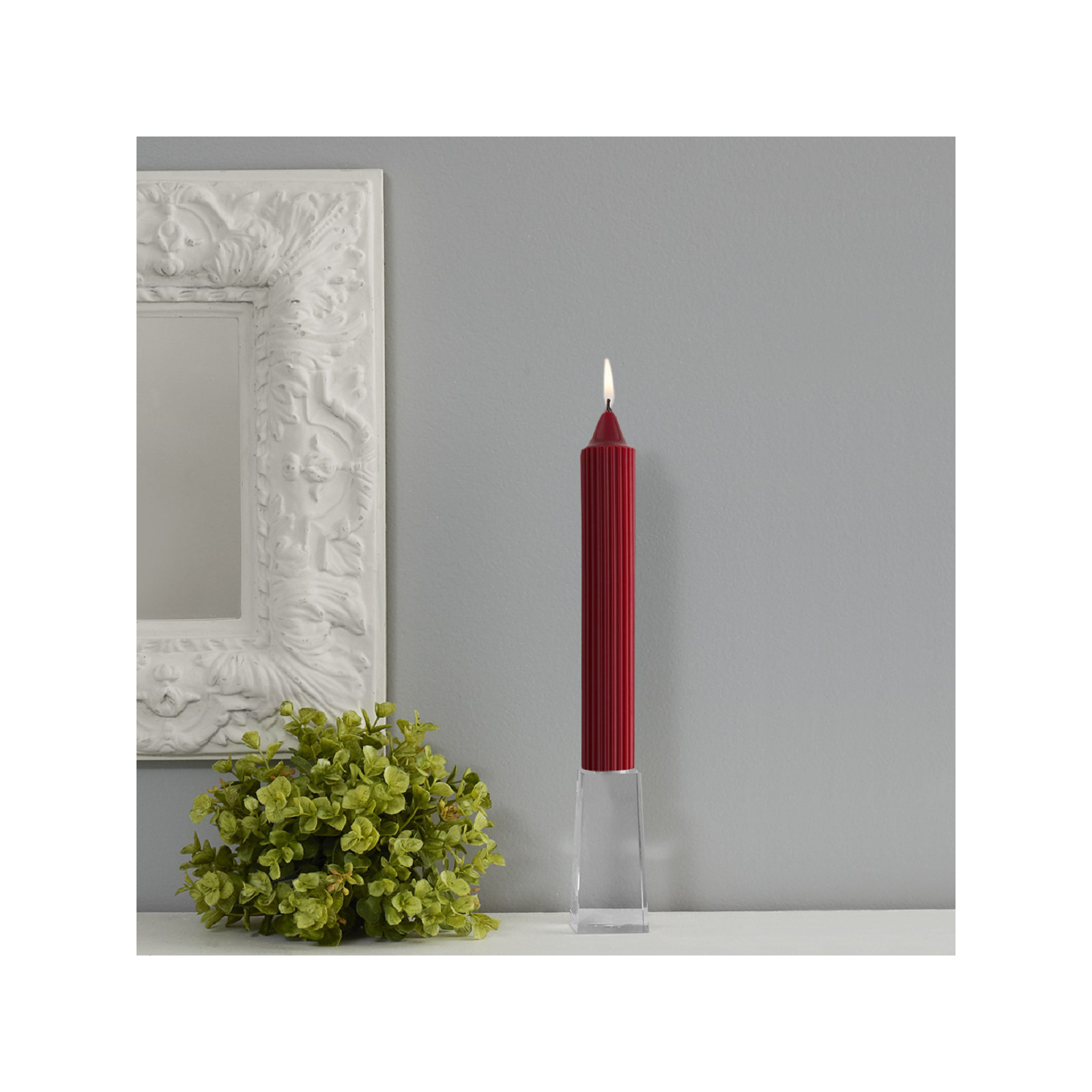Grecian Collenette Unscented Taper Candle, Garnet, 9" H x 1.25" W x 1.25" D