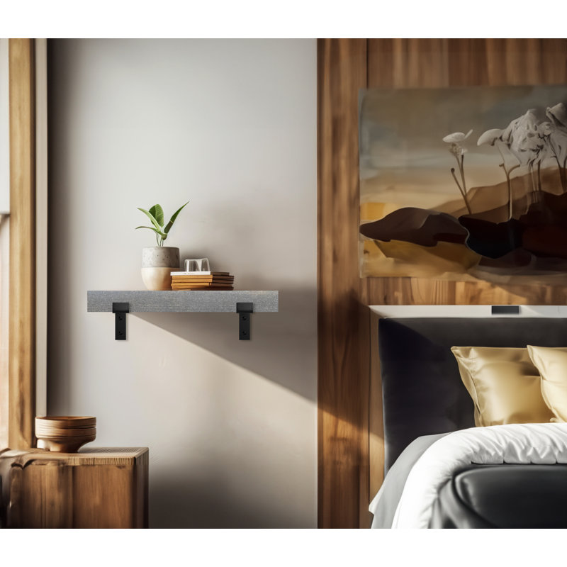Emerald Lee Poplar Solid Wood Floating Shelf, 2" H x 12" W x 6" D