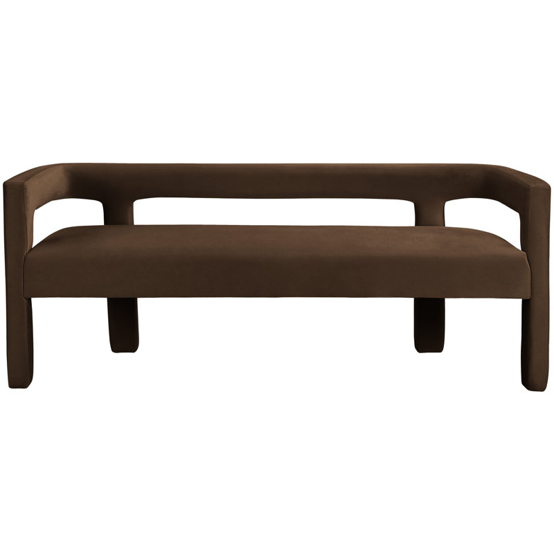 Banc avec revêtement, Velours brun