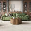 Table basse 35 po en forme de fleur Mid Century, placage de bois massif pour le salon, brun