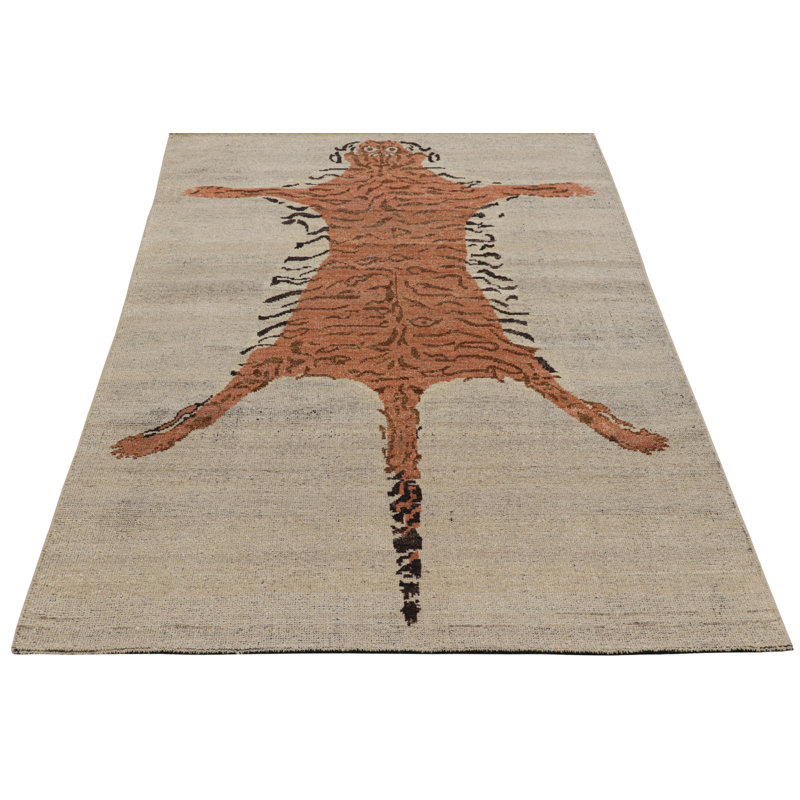 Burano Hand Knotted Wool Animal Print Area Rug, Rectangle 10' x 14'