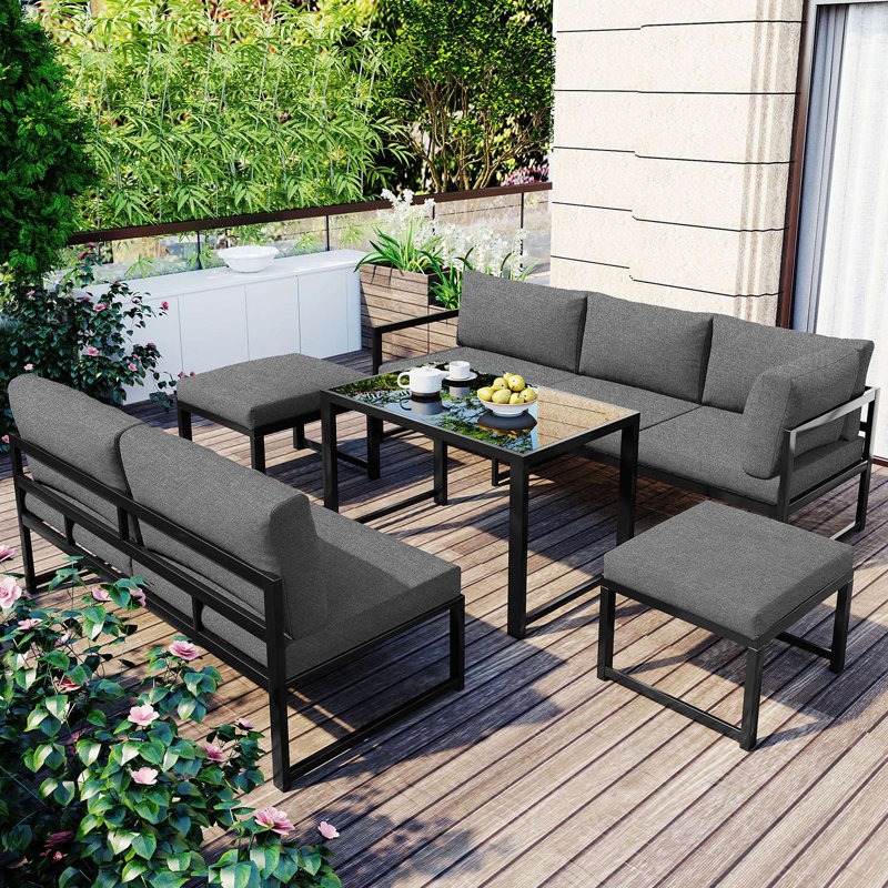Outdoor 7 - Person Seating Group With Cushions