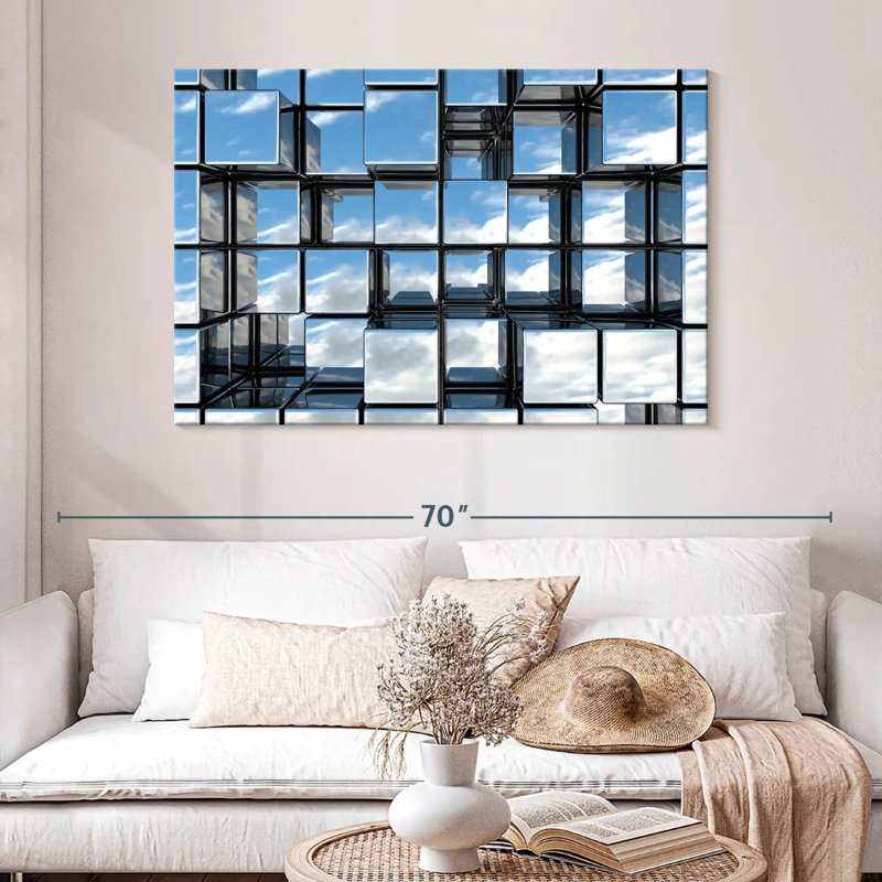 Abstract Square Mirrors Canvas Print, 32" H x 48" W x 1.25" D