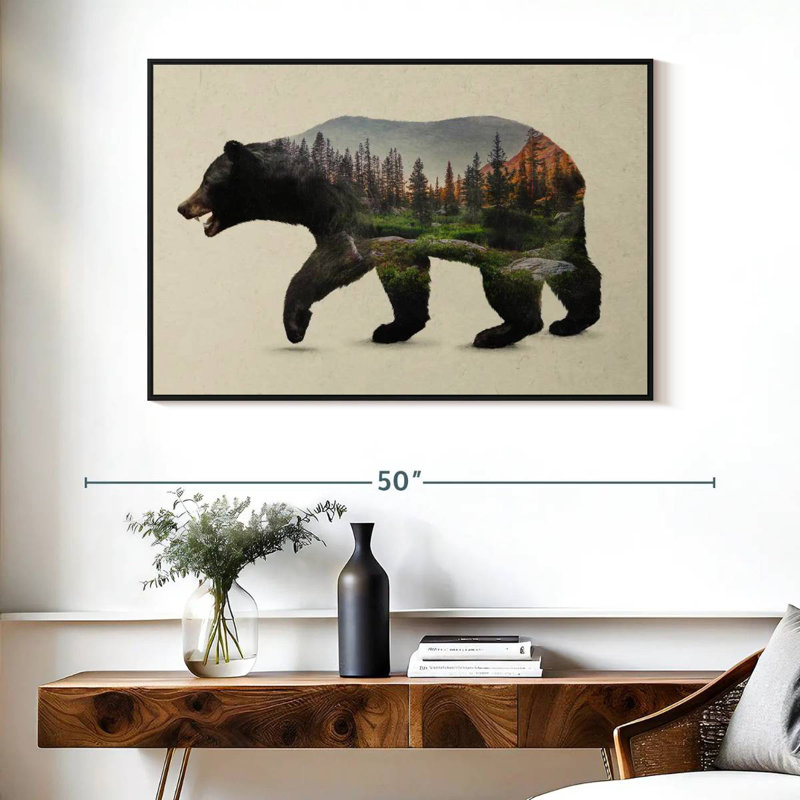 L'ours noir nord-américain, Cadre flottant noir, 40 po x 27 po