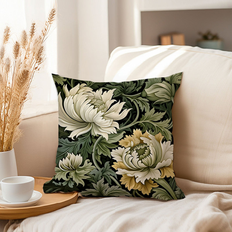 Botanical William Morris Floral Pattern II Botanicals Modern Cottage and Cottagecore, 18" x 18"