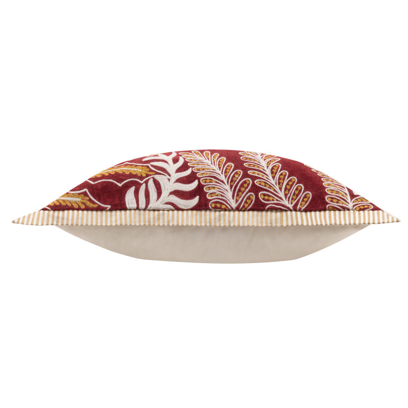 Winter Joy Abstract Red Square Throw Cushion, Polyester