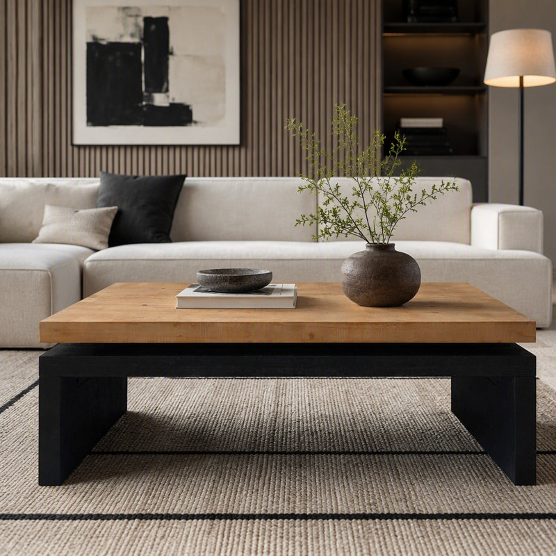 Modern Coffee Table, Black+Natural