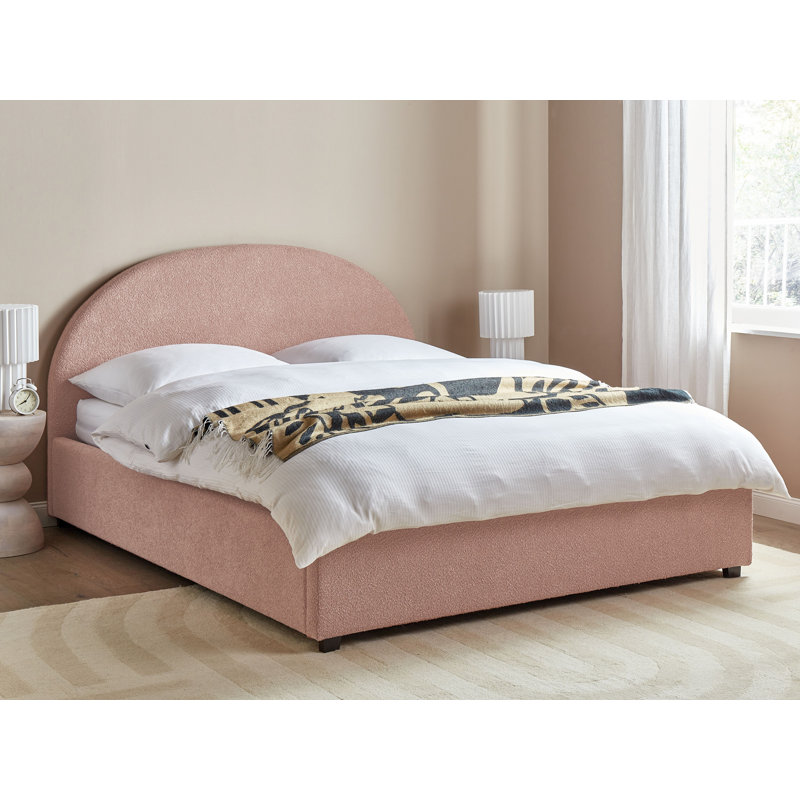 Canzio Upholstered Lift Up Storage Scalloped Bed, European Kingsize (160 x 200cm), Pink