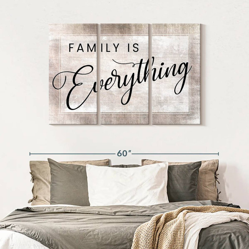 "Family And Home Typographie" Family Is Everything Quote, H 32 po x l 50 po x P 1,25 po