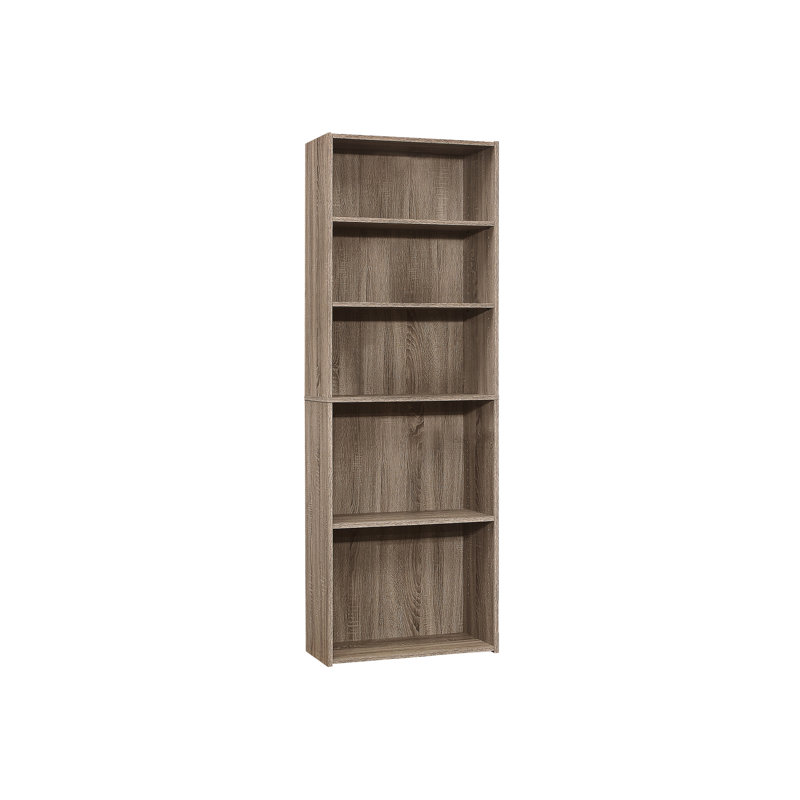 72"H Bookcase, 6 Tier, Brown Laminate, Office Bedroom Use, Transitional Design, 3 Adjustable Shelves, 2 Fixed Space Saving, Tipping Hardware For Security, Dark Taupe 3 Look Bookcase Bookshelf,