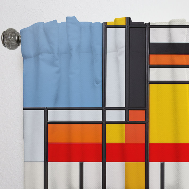 Wadesboro De Stijl - Pastel harmonie géométrique I - Rideau coucher de soleil - Velours obscurcissant - 1 panneau