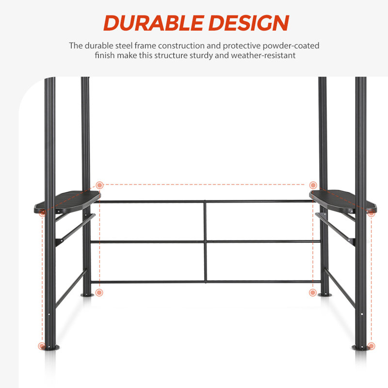 Black Metal 8'x5' BBQ Grill Gazebo with Shelves