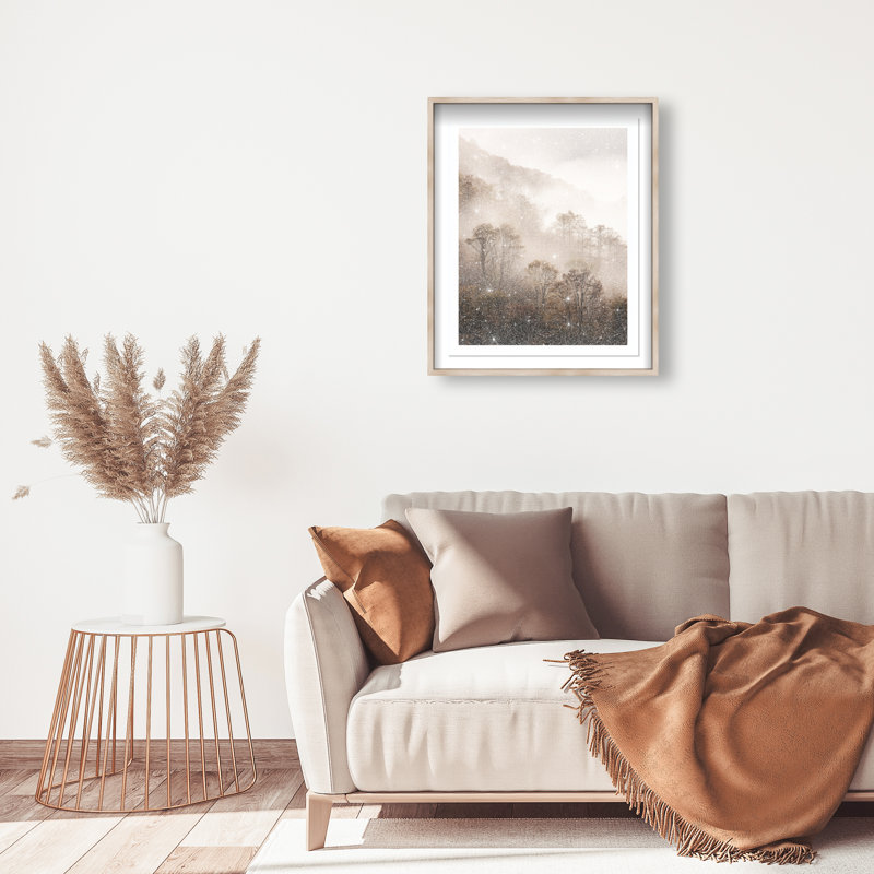 Impression encadrée « Voile d'automne III » Paysage et nature avec reflets poussière de diamant par Oliver Gal, Blonde Frame