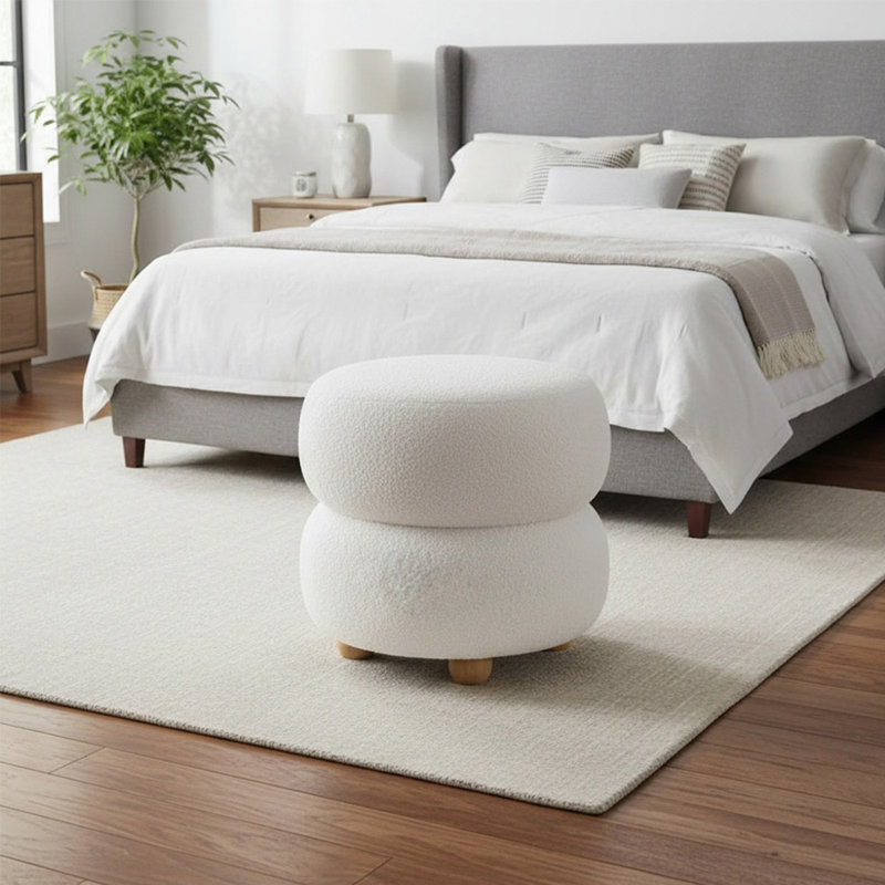 39cm Wide Cylinder Solid Colour Footstool Ottoman
