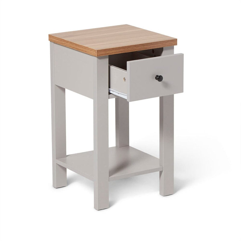 Maryhannah 45cm W Manufactured Wood Bedside Table, Grey, 1 Drawer
