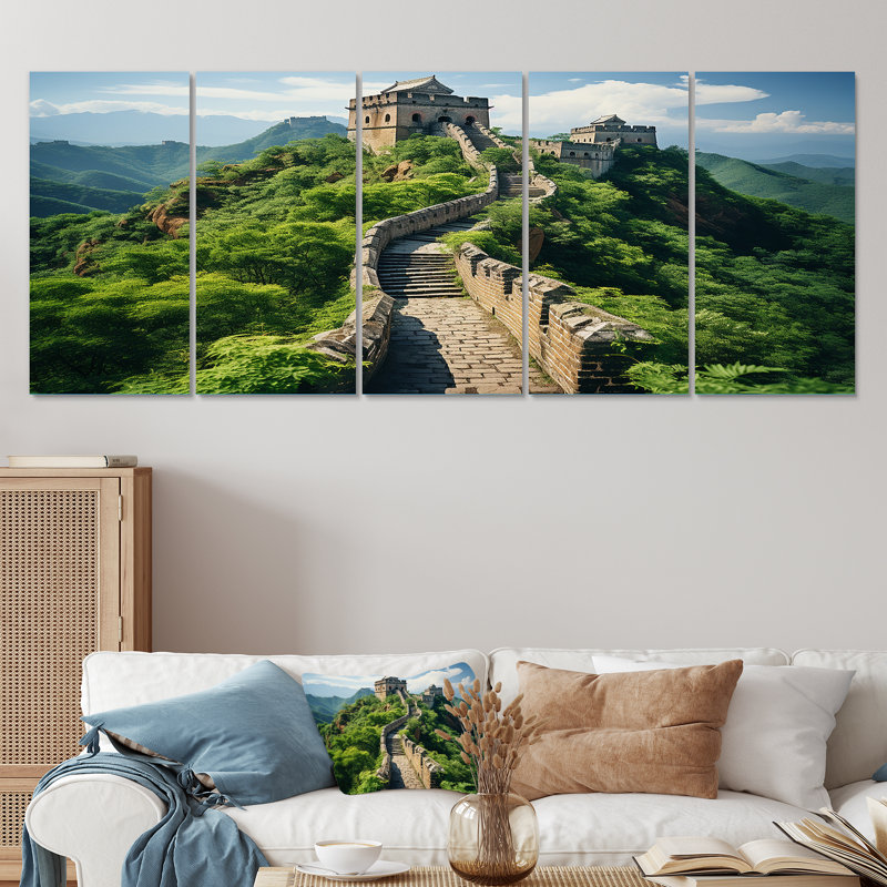 Grande muraille de Chine, art mural 5 pièces, H 32 po x l 80 po