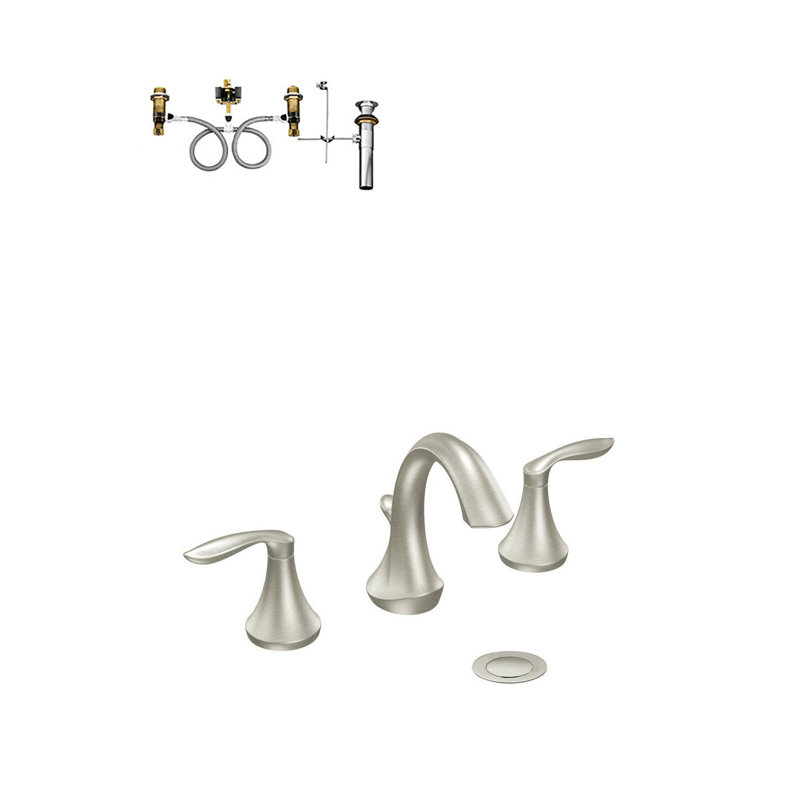 Eva High Arc Widespread Bathroom Faucet, Brushed Nickel