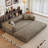  Sectional Sofa — 78.8" Convertible Floor Sofa Bed with Pillow Back Support, Corduroy Fabric Loveseat, Camel