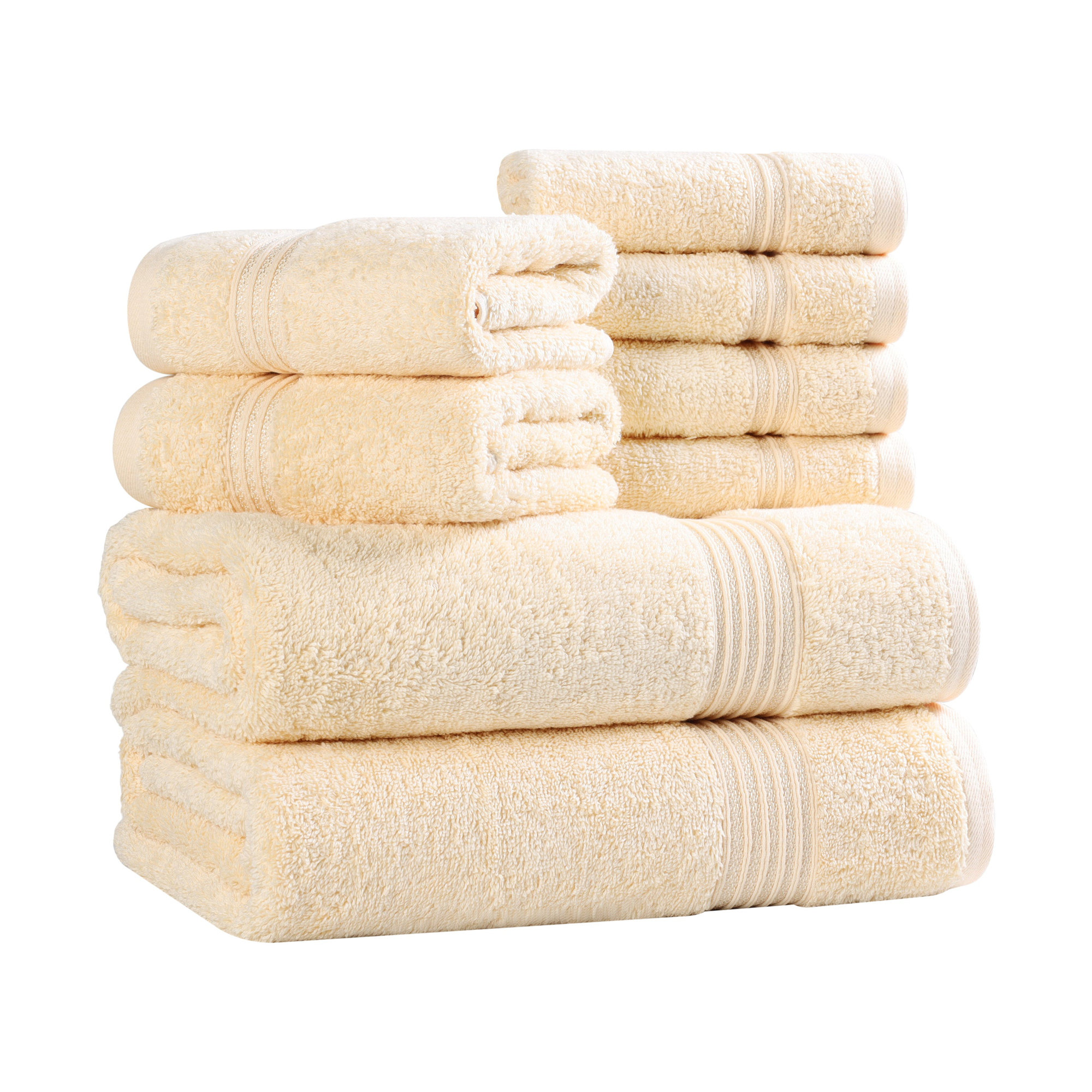 Alexia Heritage Certified Egyptian Cotton Plush Absorbent Luxury 8 Piece Bathroom Towel Set, Canary