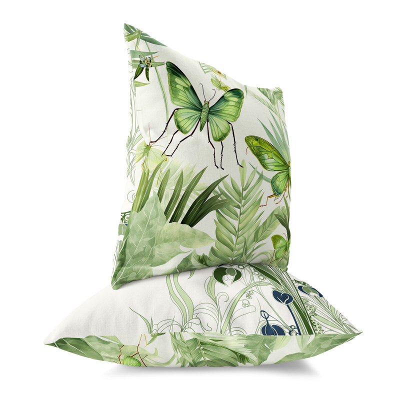 Coussin décoratif réversible intérieur / extérieur Butterfly Dreams, H 16 po x l 16 po, Vert