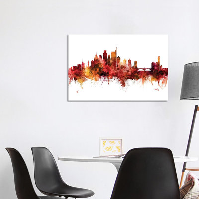 Philadelphia Pennsylvania Skyline Red by Michael Tompsett - Wrapped Canvas Gallery-Wrapped Canvas Giclée
