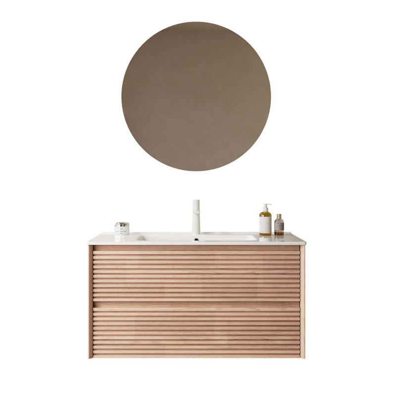 Meuble-lavabo de qualité supérieure avec tiroirs spacieux et armoire durable, Chêne foncé, 30'