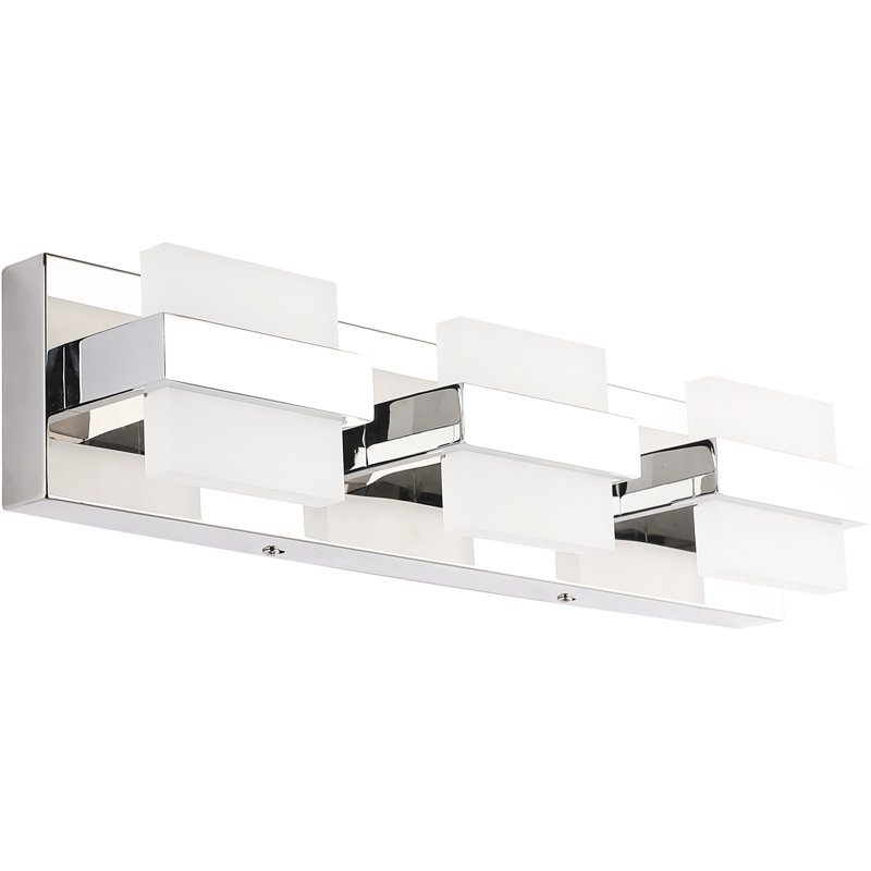 Modern Chrome and Acrylic 3-Light Dimmable LED Vanity Fixture