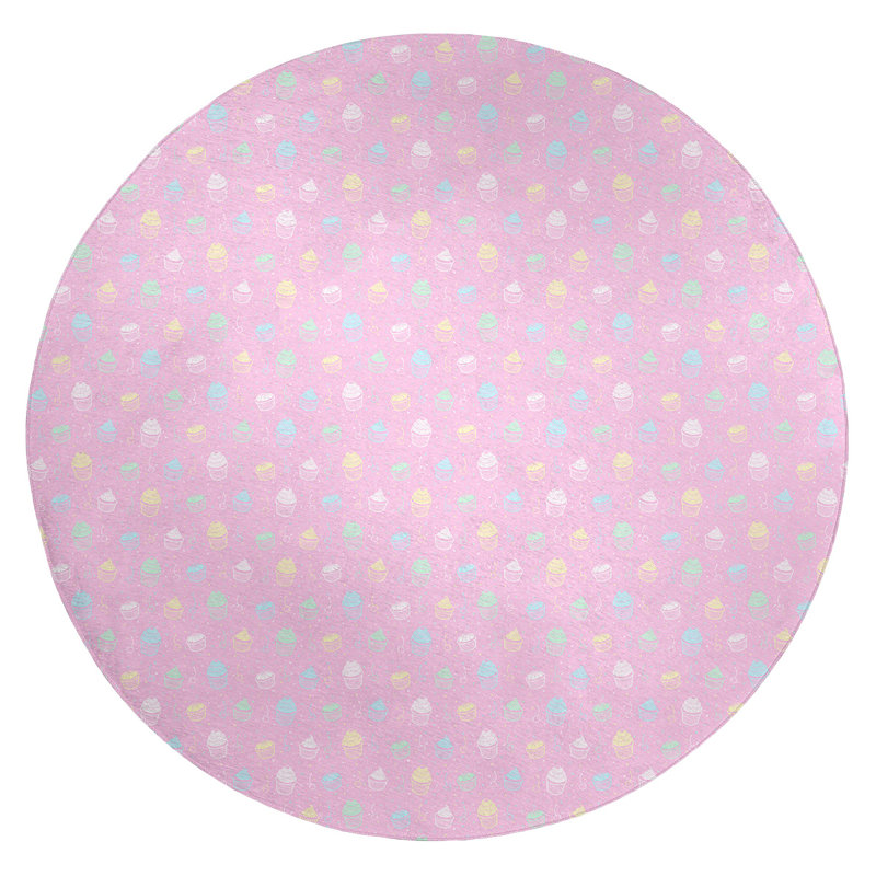 Tapis de zone rose petits gâteaux classic, Rond 5 pi