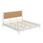 Structure de lit plateforme avec tête de lit en rotin, lit en osier avec support en lattes de bois, style bord de mer bohème, aucun sommier requis-2125965650-2125965660