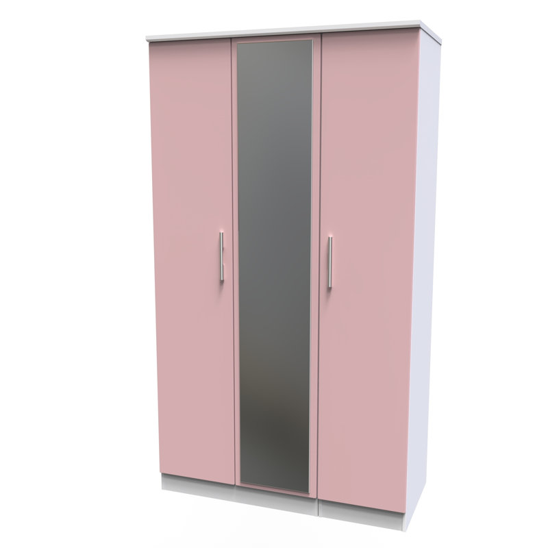 Fully Assembled Knightsbridge 3 Door Wardrobe, Pink/White