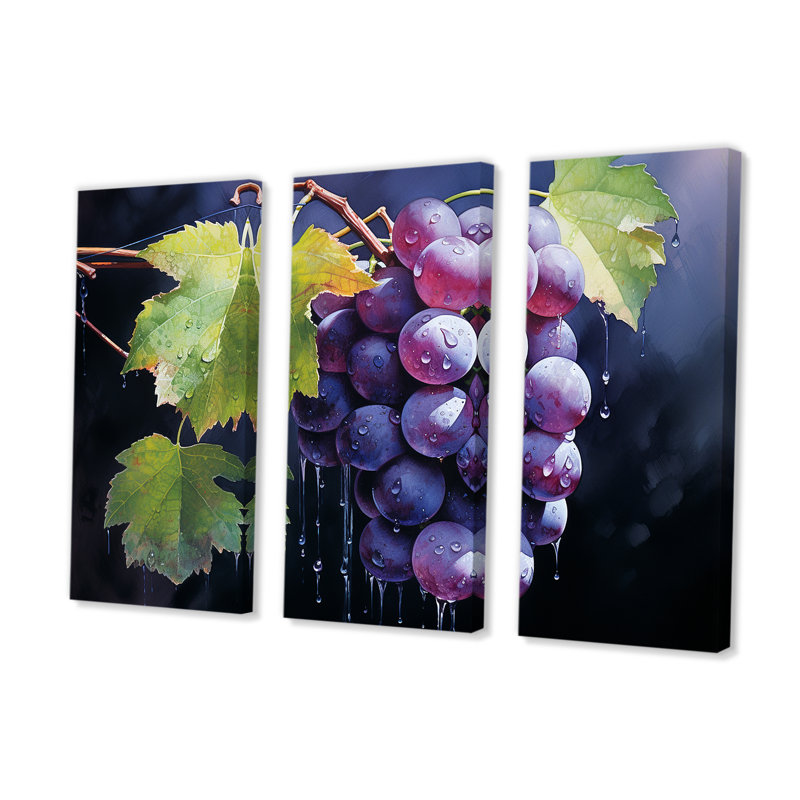 Grapes Grace - Wine Wall Art Set, 32" H x 48" W x 1" D