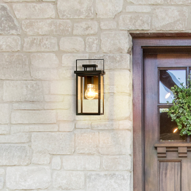 Hunter Timbergrove Matte Black Outdoor 1 Light Small 12 Inch Wall Light with Clear Glass, 12.25” H x 6.25” W x 7.75” D