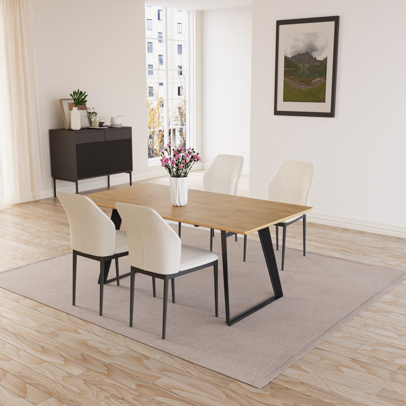 Ensemble de salle à manger Modern Kitchen, table de salle à manger extensible avec chaises rembourrées (1 table et 4 chaises)