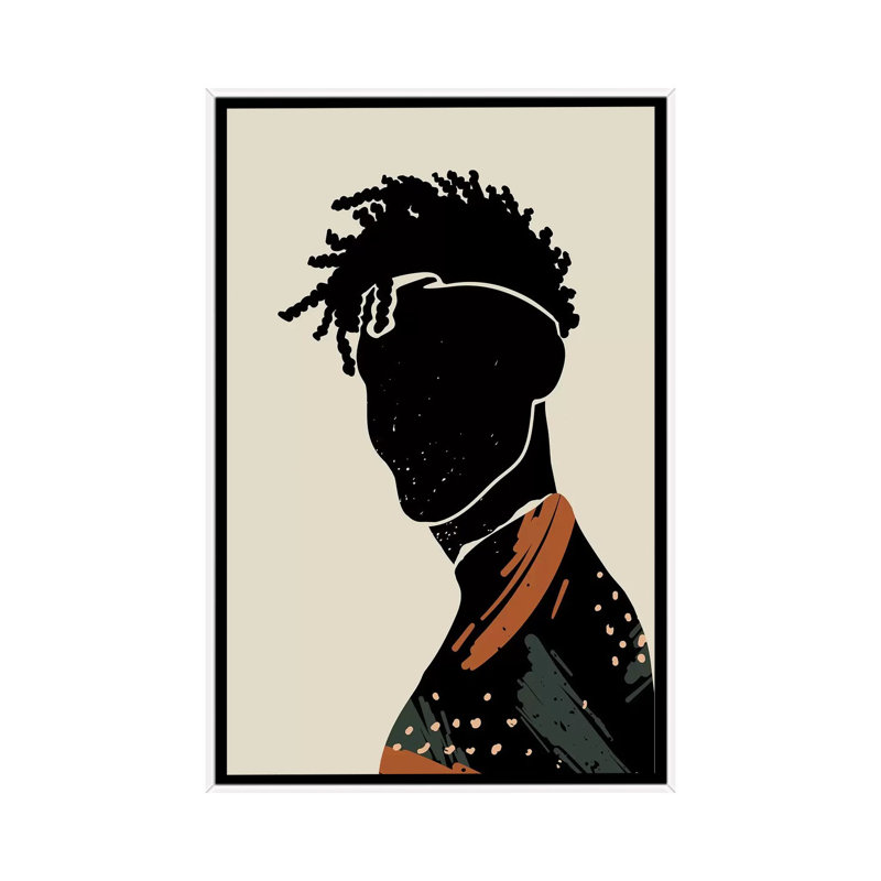 Black Hair II - impression d'art graphique, Pas de tapis, Toile blanche encadrée, H 40 po x l 60 po x 1,5 po