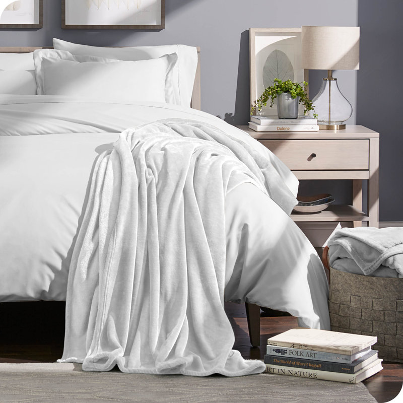 White King Size Microplush Fleece Blanket