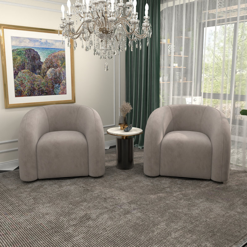 Fauteuil demi-tonneau pivotant de 34,6 po Briggette, Gris