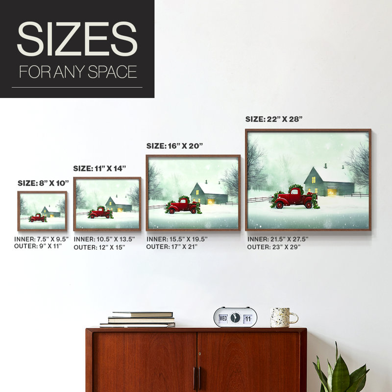 Chirstmas Art-LXI -Framed Print - Restickable, H 22 po x l 28 po, Noyer